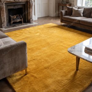 Berber Handloom Saffron Yellow Wool Plush Area Rug