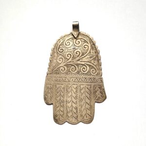 Amazigh Ancienne Hamsa Khamssa Tifinagh Motifs Silver Necklace