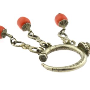 Amazigh DEWWAH Antique Coral Earrings with Silver Design