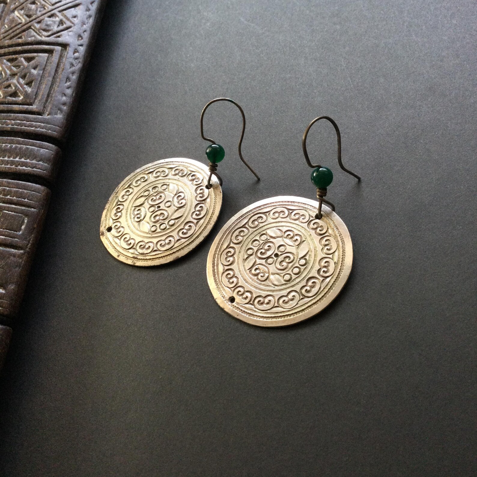 Berber Amazigh Hand Chased Silver Earrings With Vintage Design