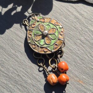 Berber Amazigh traditioneller Amulett Anhänger Emaille Koralle Necklace