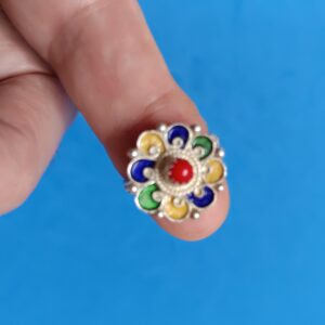 Berber Kabyle Corail Silver Vintage Ring with Coral Design