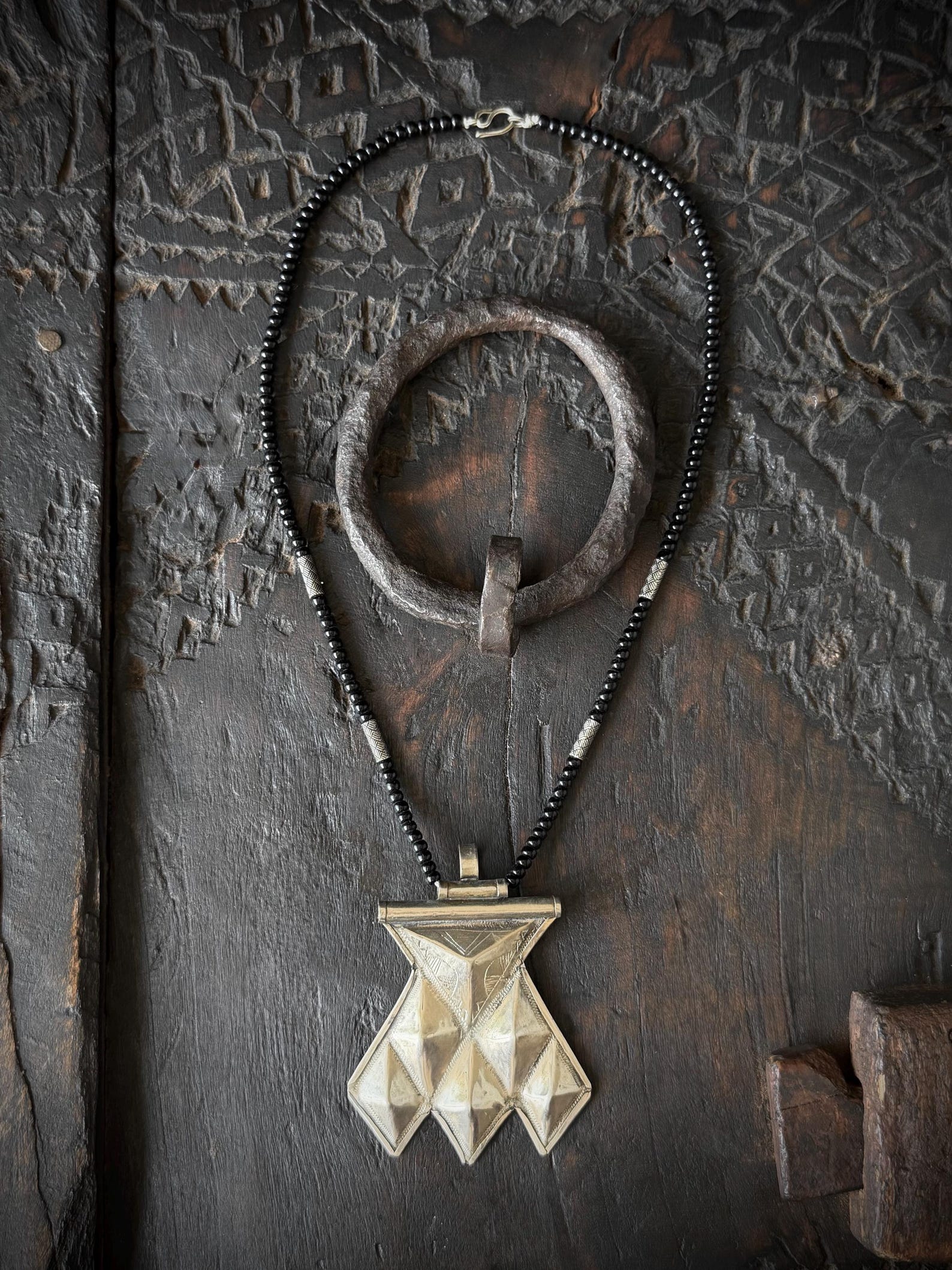 Berber Tuareg Khomeissa Necklace with Sahara Silver Pendant