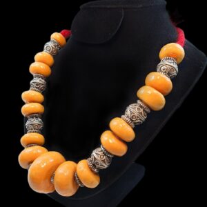 Handmade Amazigh Resin Stainless Steel Beaded Tribal Necklace