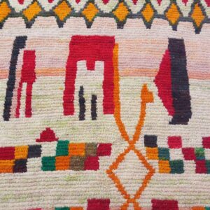 Amazigh Berber Handmade Wool Rug with Colorful Geometric Tribal Design