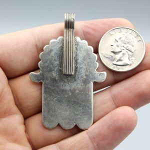 Berber Tuareg Hamsa Pendant Necklace with Sterling Silver Enamel Design