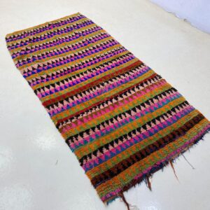 Berber Boucherouite Hand Dyed Wool Rug with Amazigh Tribal Motifs
