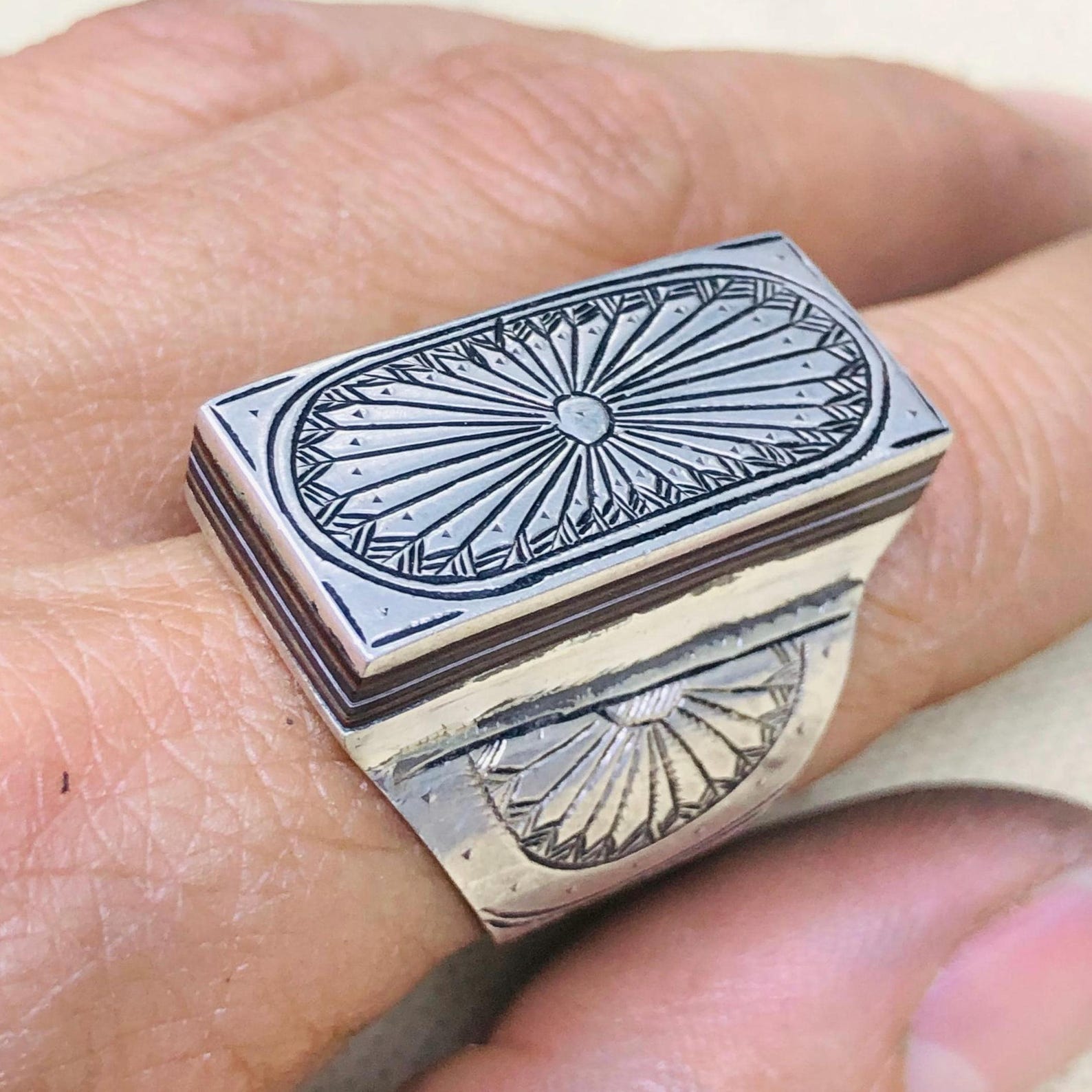 Berber Tuareg Sterling Silver Amazigh Engraved Traditional Jewelry Ring