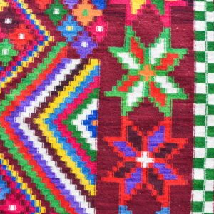 Traditional Amazigh Sahara Artisanal Rug with Colorful Berber Design
