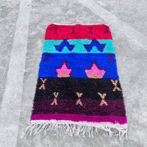Colorful Berber Beni Ourain Wool Rug Abstract Tribal Carpet