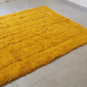Berber Beni Ourain Handmade Yellow Wool Rug Carpet