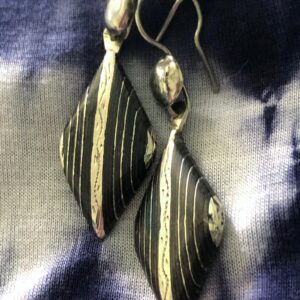 Amazigh Stunning Tuareg Ebony Silver Earrings with Geometric Designs