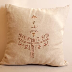 Berber Tattoo Pillow Hand Painted Amazigh Decor Pillow with Traditional Symbols