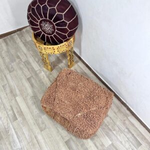 Amazigh Handwoven Berber Wool Floor Pouf with Hanbel Design