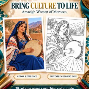 Amazigh Women Coloring Stress Relief Printable Download Collection