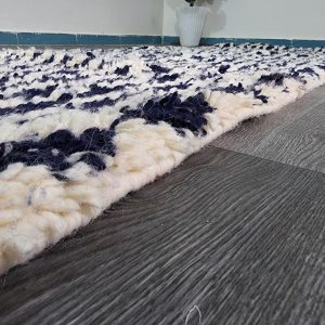 Berber Handmade Black Ivory Diamond Runner Hallway Rug Custom Size