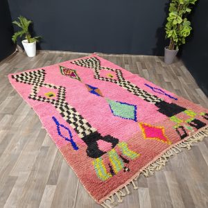 Berber Hand Knotted Azilal Boujaad Wool Rug for Custom Home Decor