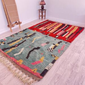 Amazigh Berber Beni Ourain Wool Rug with Boho Home Decor