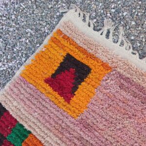 Amazigh Berber Handmade Wool Rug with Colorful Geometric Tribal Design