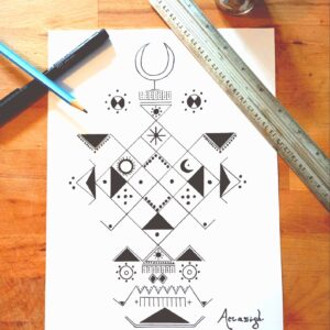 Amazigh Berber Affiche d'inspiration Handmade Poster Geometric Wall Art