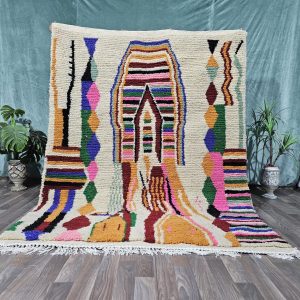 Berber Colorful Beni Ourain Hand Knotted Wool Rug Custom