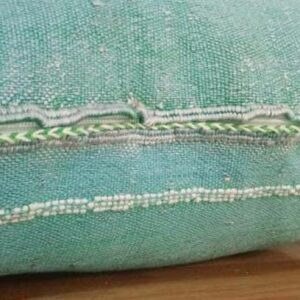 Berber Amazigh Turquoise Pillow Cover with Geometric Woven Design