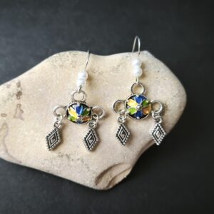 Amazigh Kabyle Inspiration Berbères Earrings with Colorful Motifs and Charms