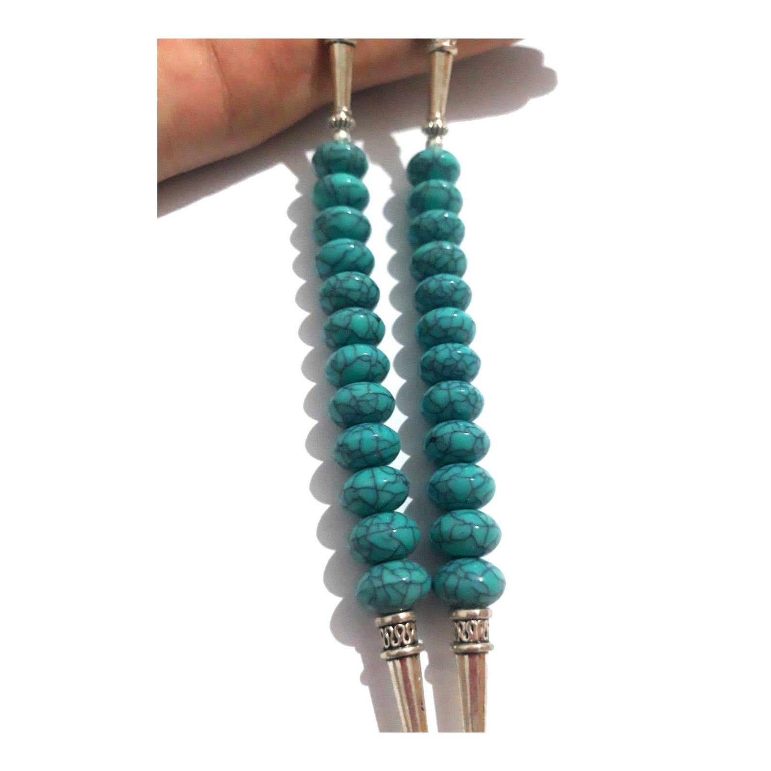 Berber Amazigh Hamsa Necklace with Turquoise Beaded Boho Cord