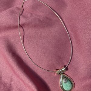 Berber Tuareg Silver Amazonite Pendant Necklace with Amazigh Style