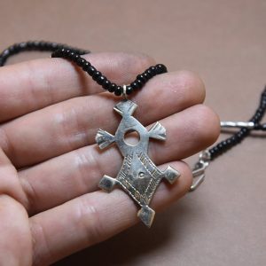 Berber Tuareg Silver Cross Necklace with Traditional Jewelry Design