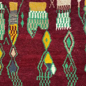 Berber Boujaad Red Geometric Wool Rug Handmade Style