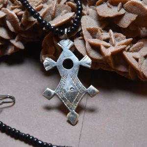 Berber Tuareg Silver Cross Necklace with Traditional Jewelry Design