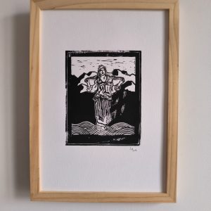 Amazigh Berber Kabyle Woman Linocut Wall Art Poster Illustration