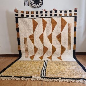 Berber Camel Brown Levels Woven Wool Rug Handmade Carpet