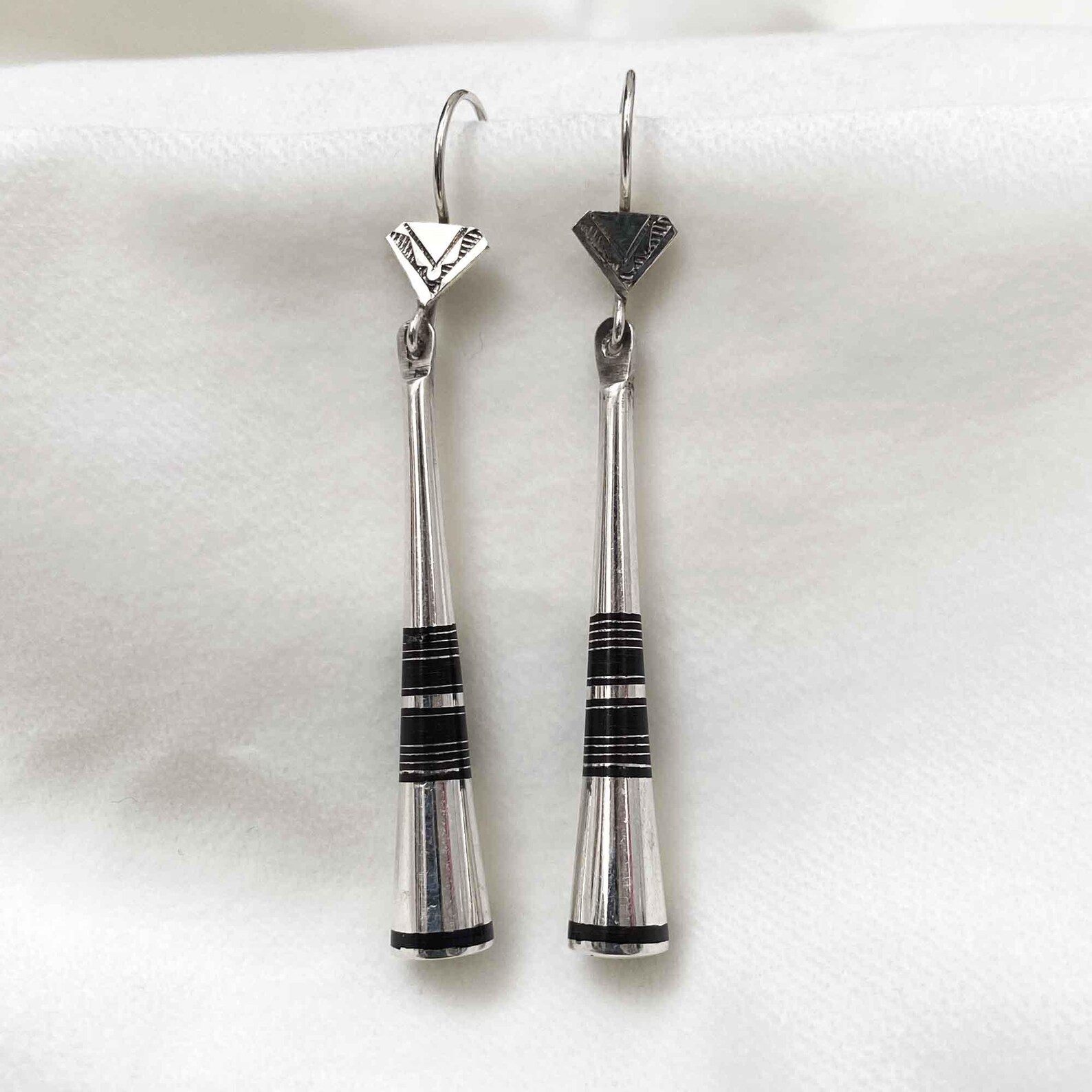 Berber Tuareg Pilons Silver Ebony Earrings with Amazigh Style