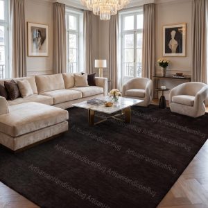 Berber Handloom Wool Rug Dark Walnut Brown Modern Decor Carpet