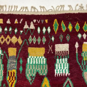 Berber Boujaad Red Geometric Wool Rug Handmade Style