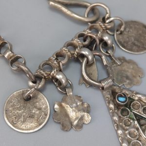 Berber Antique Triangular Pendant Necklace with Long Chain Design