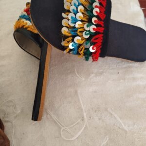 Amazigh Colorful Babouche Shoes with Sequin Boho Slip-On Design