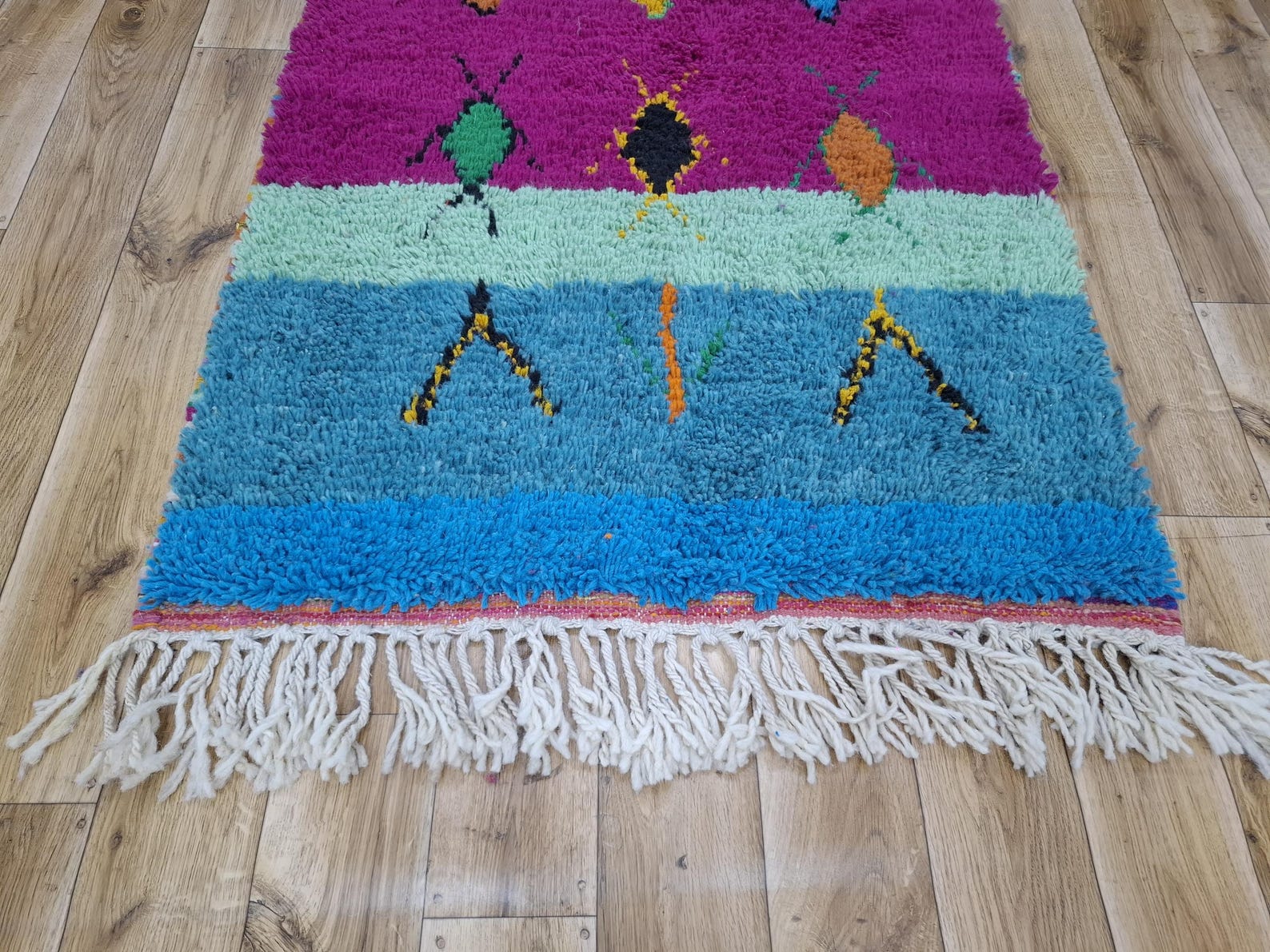 Amazigh Beni Ourain Berber Geometric Wool Handwoven Rug