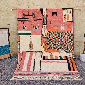 Berber Boujaad Handwoven Colorful Abstract Wool Area Rug