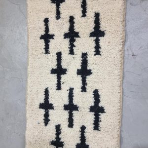 Berber Beni Ourain Handmade Wool Runner Rug Black White Design
