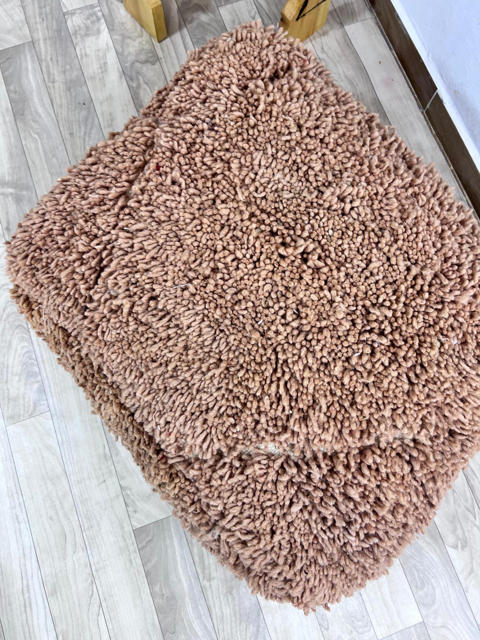 Amazigh Handwoven Berber Wool Floor Pouf with Hanbel Design