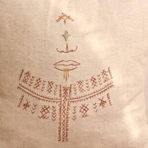 Berber Tattoo Pillow Hand Painted Amazigh Decor Pillow with Traditional Symbols