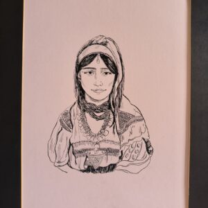 Amazigh Woman Ink Illustration Original Artwork Unique Portrait