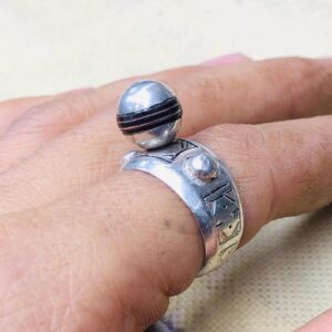 Amazigh Berber Tuareg Silver Ring with Traditional Engraving