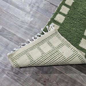 Berber Azilal Green Abstract Handmade Wool Runner Rug