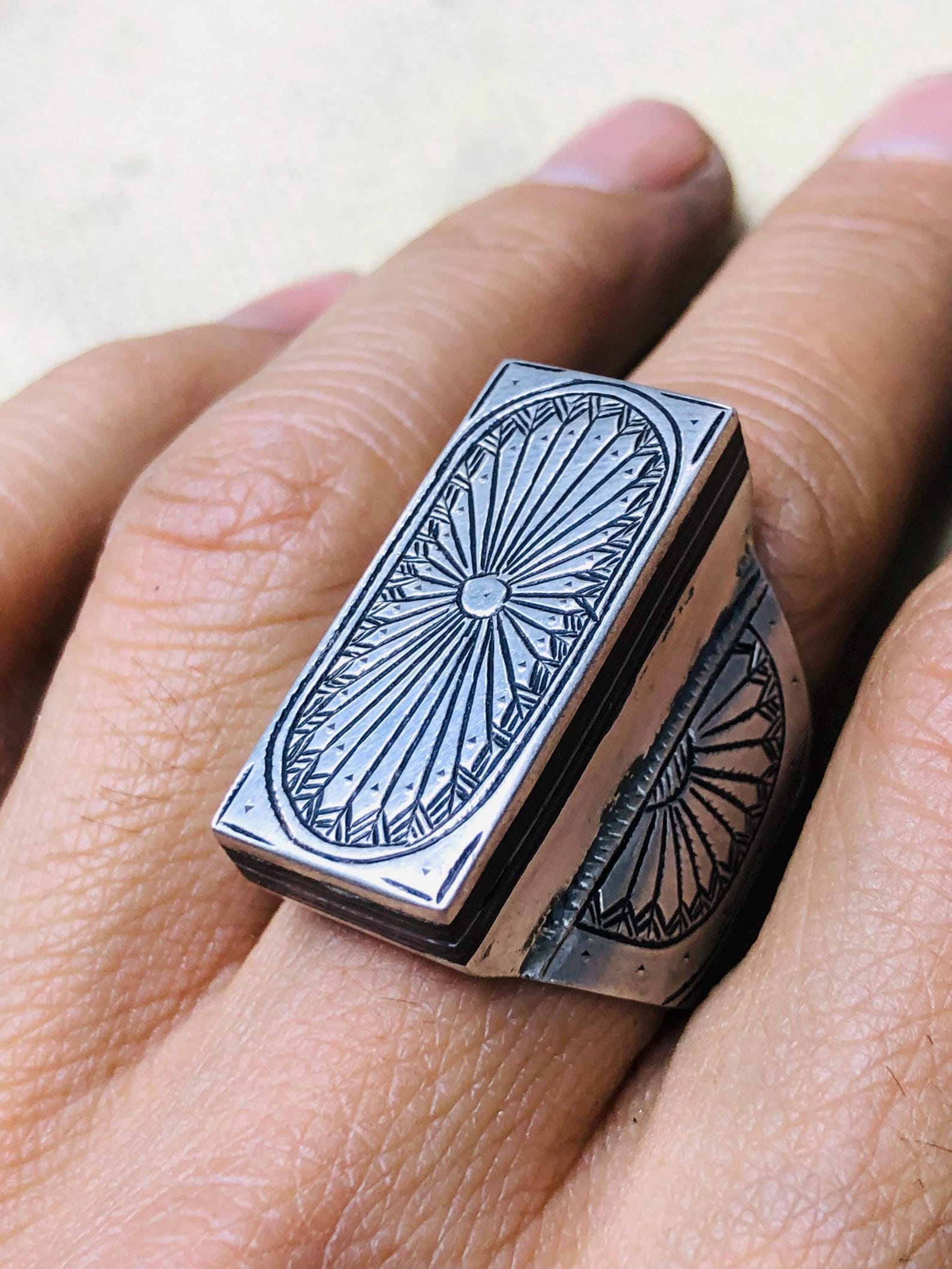 Berber Tuareg Sterling Silver Amazigh Engraved Traditional Jewelry Ring