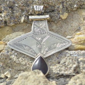 Berber Tuareg Tifinagh Motifs Silver Necklace with Pendant Design
