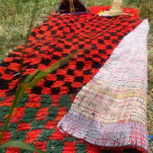 Amazigh Berber Handwoven Akhnif Kilim Rug Red Black Wool Design